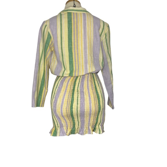 NEW ZARA The Valery Pastel Striped Smocked Mini Dress Coastal Resort Wear S - Picture 10 of 14